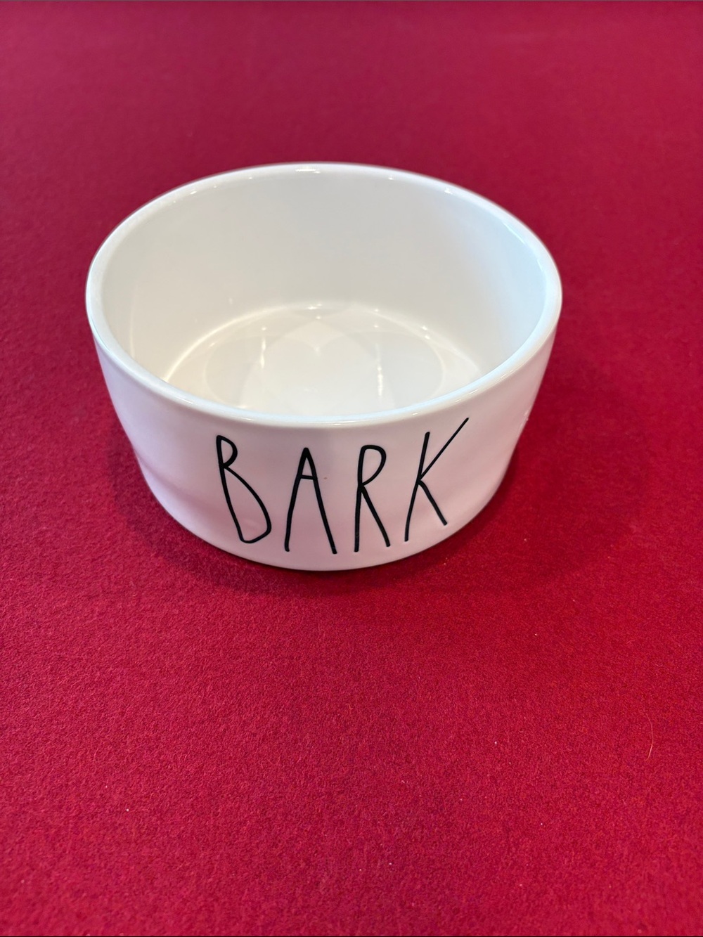 Rae Dunn White Ceramic Pet Bowl with BARK Text